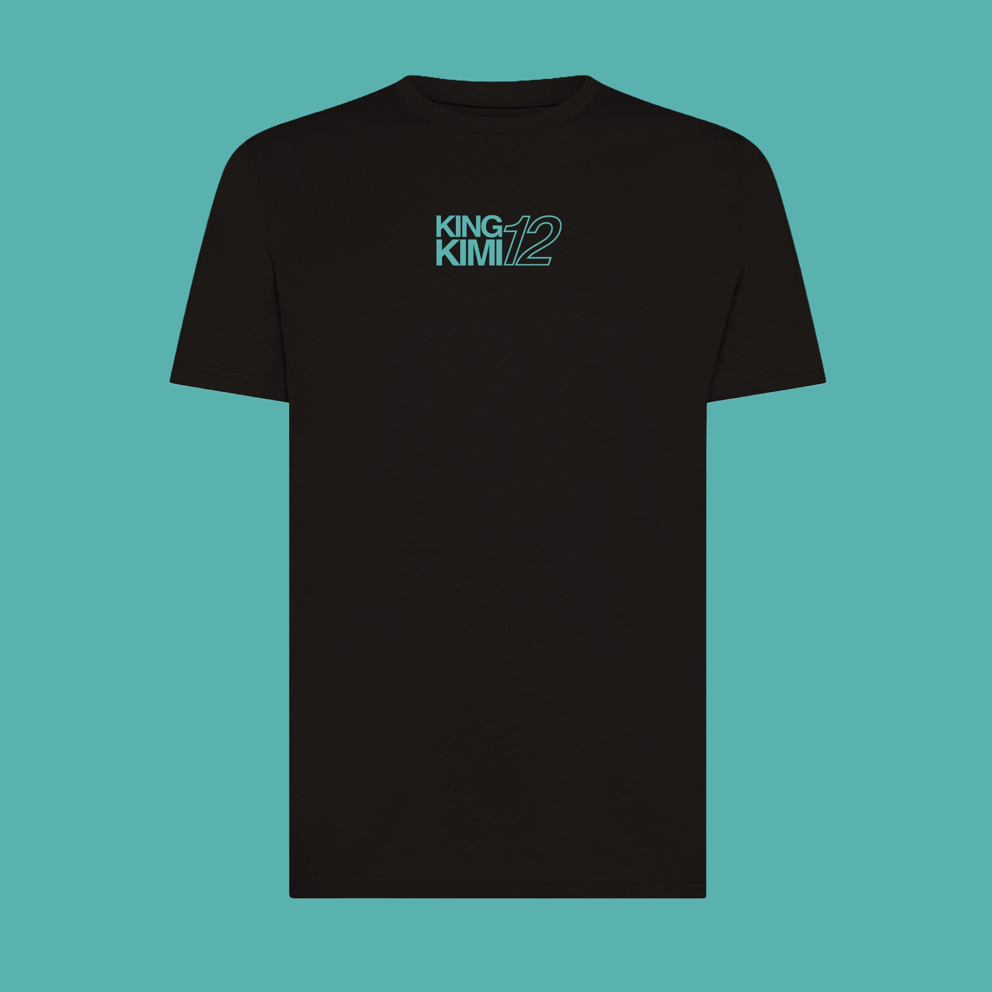 Maglietta nera KING KIMI di Gibi Merch, vista frontale, con design grafico sul petto, tessuto morbido e vestibilità comoda.
