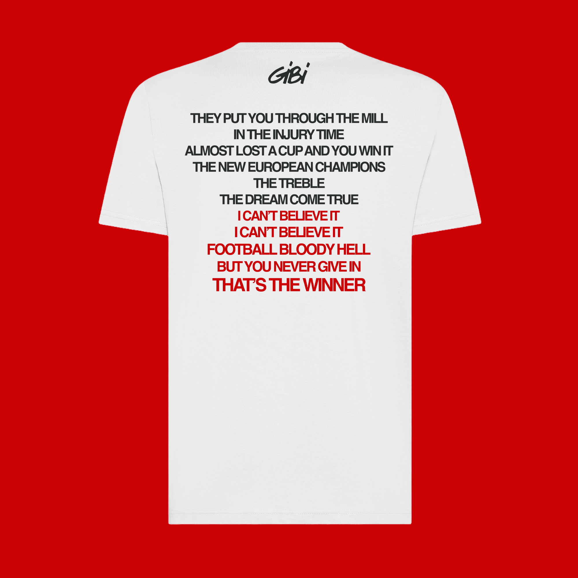 Maglietta Gibi Merch "The Dream Come True" con design retro a cuore digitale, fronte visibile e dettagli colorati.