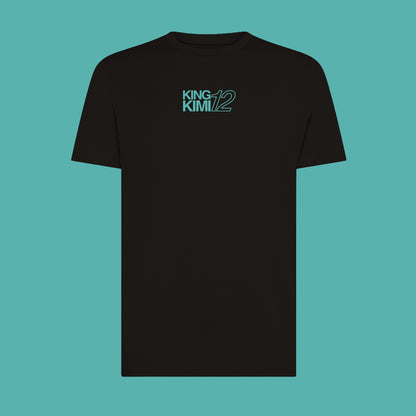 Maglietta nera KING KIMI di Gibi Merch, vista frontale, con design grafico sul petto, tessuto morbido e vestibilità comoda.