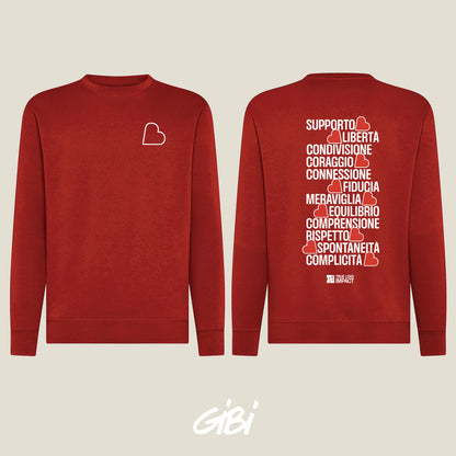 Maglia crewneck rossa Gibi Merch con icona sul davanti, tessuto morbido e comodo per uno stile casual e alla moda