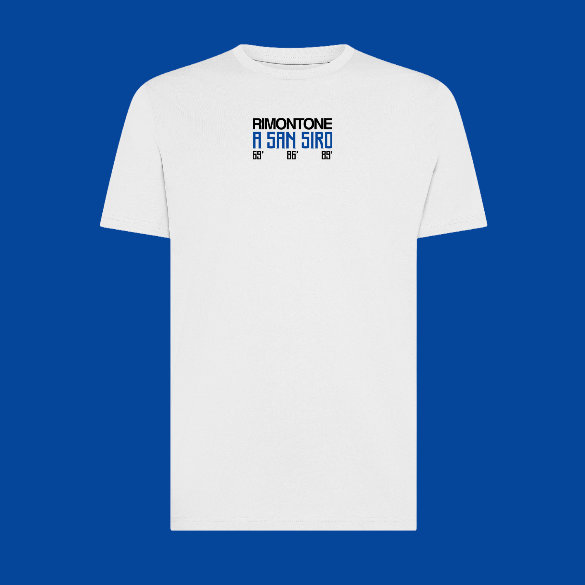 Maglietta Gibi Merch RIMONTONE A SAN SIRO con design digitale frontale, tessuto morbido e stile sportivo.