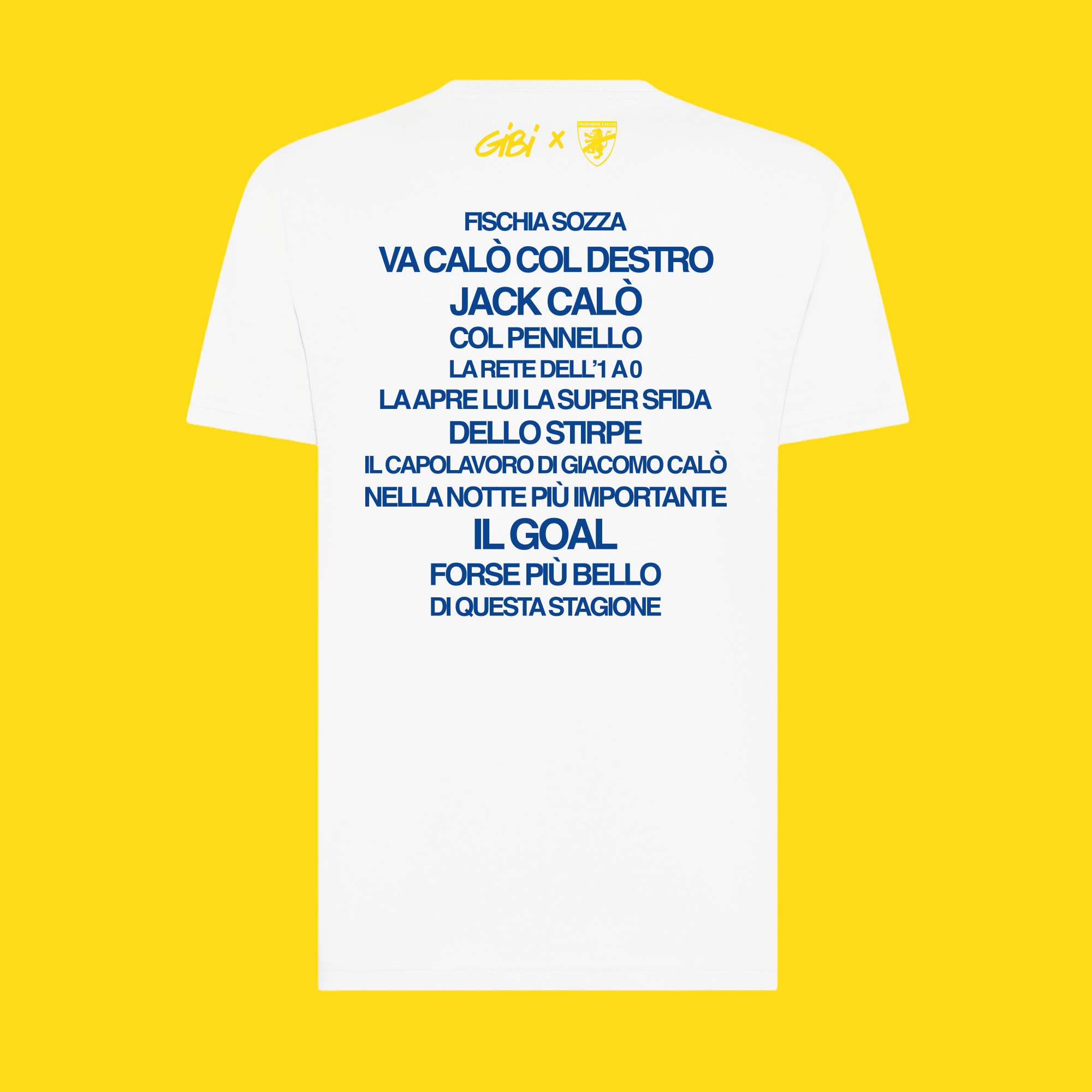 T-shirt Gibi Merch OLIO SU TELA con stampa Frosinone, maglietta casual in cotone con design artistico, vista frontale.