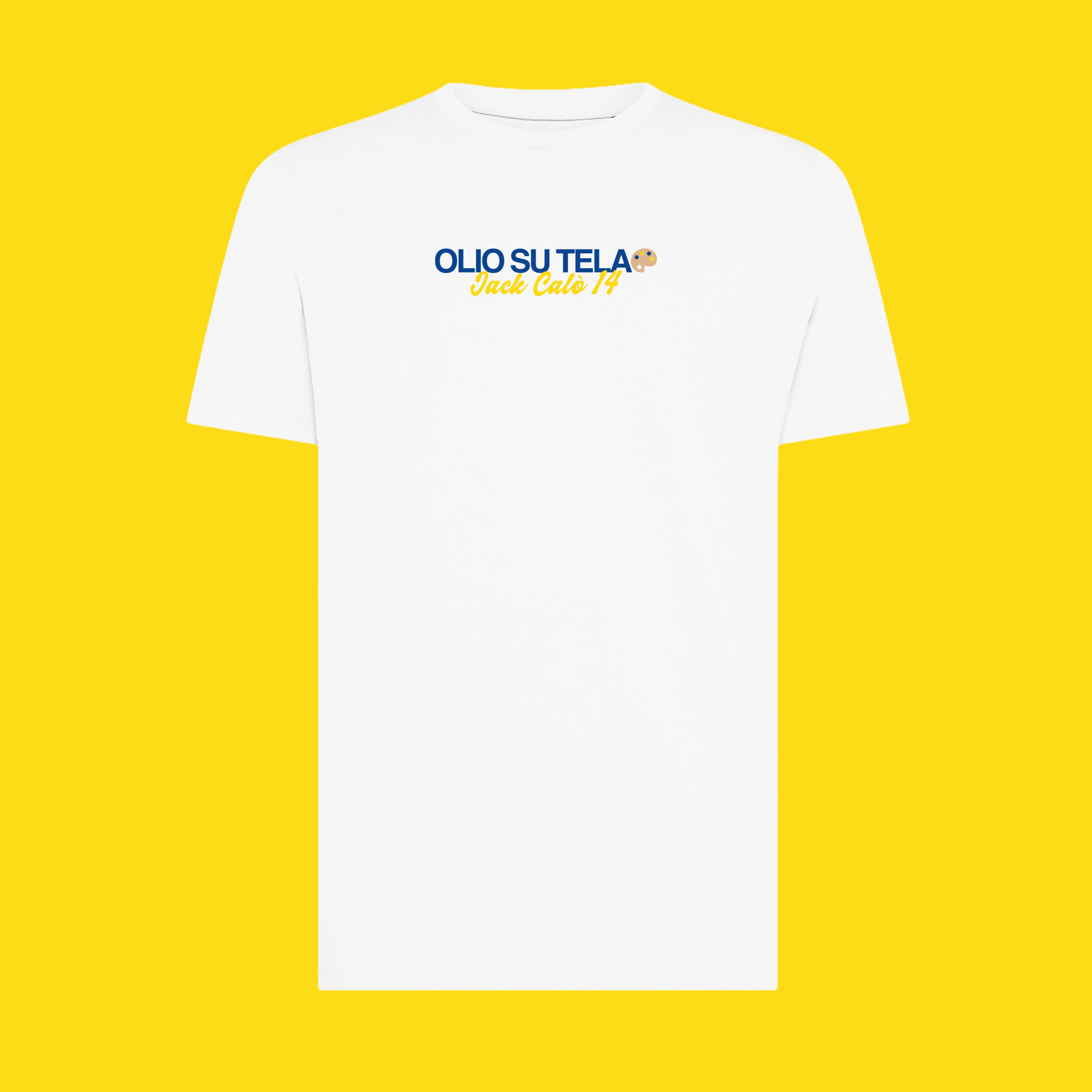 Maglietta Gibi Merch OLIO SU TELA con stampa Frosinone, tessuto morbido e dettagli artistici sulla fronte.
