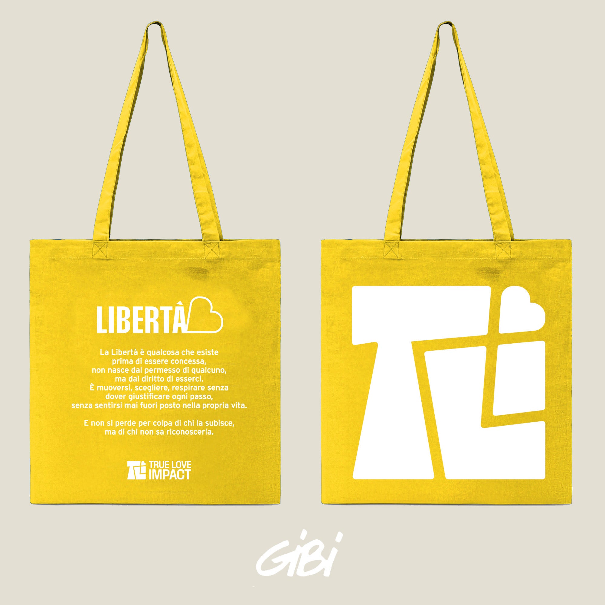 Borsa shopper Gibi Merch in tessuto con logo e manici robusti, ideale per acquisti e uso quotidiano.