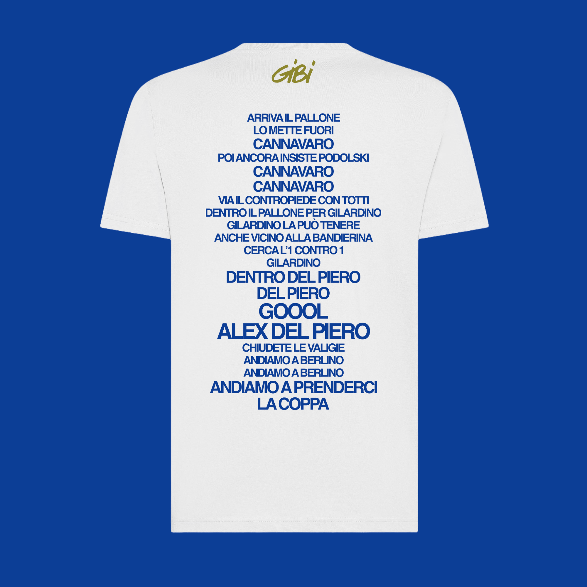 T-shirt Gibi Merch con stampa retro con scritta "Chiusete le valigie" in stile digitale, cotone morbido e comodo.