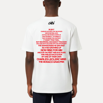 T-shirt Gibi Merch "We Won It" in stile vintage con stampa retro, visibile davanti sulla maglietta bianca.