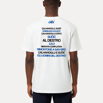 Maglietta RIMONTONE A SAN SIRO di Gibi Merch, fronte con logo e dettagli colorati, vista frontale.