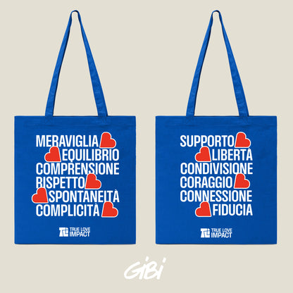 Borsa shopper Gibi Merch Shopper 3 in tessuto nero con dettagli colorati e logo sulla parte frontale.