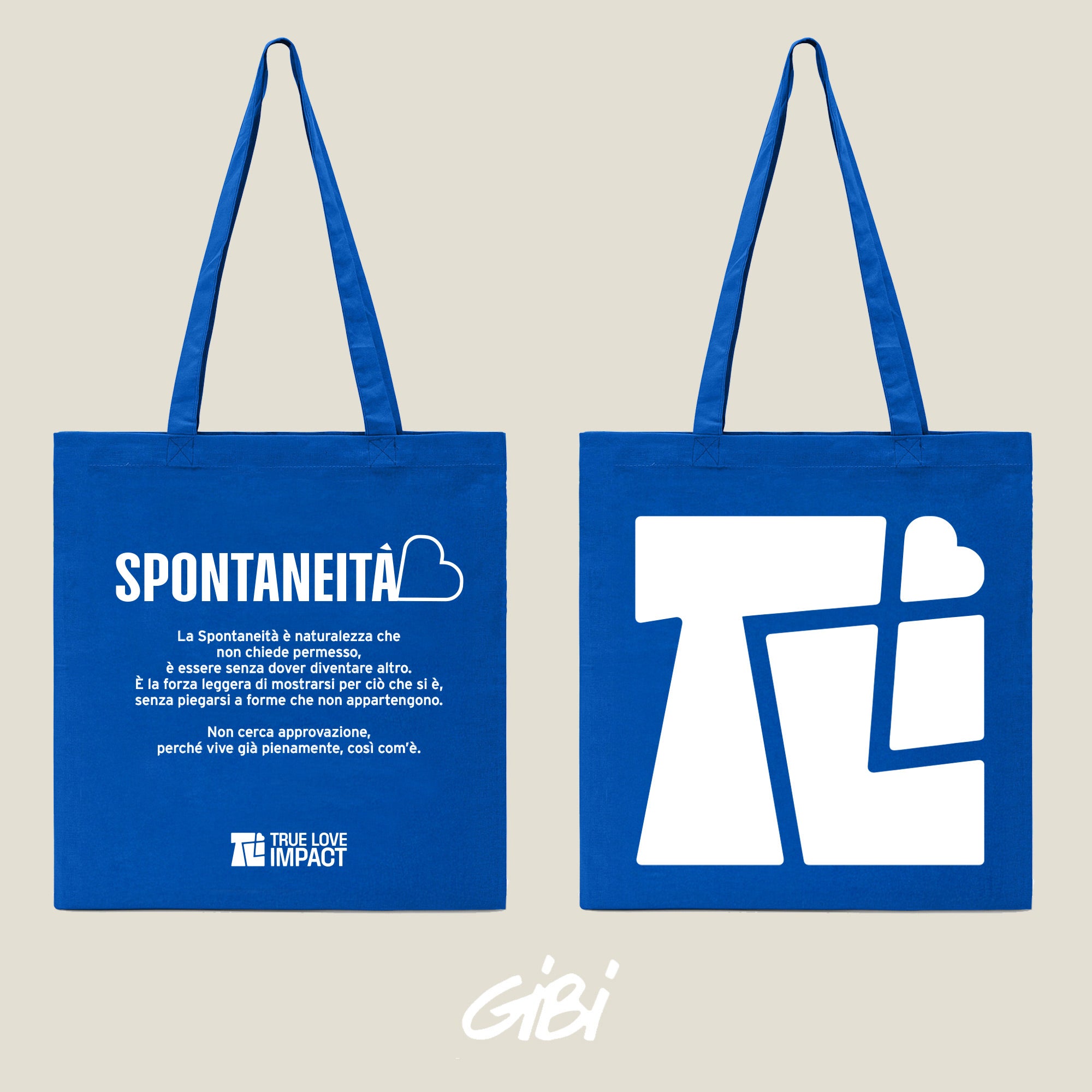 Borsone shopper Gibi Merch SPONTE Royal in tessuto resistente con manici e dettagli eleganti, ideale per lo shopping quotidiano