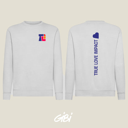 Felpa crewneck Gibi Merch, modello 2, con collo rotondo e design semplice, visibile in questa immagine.