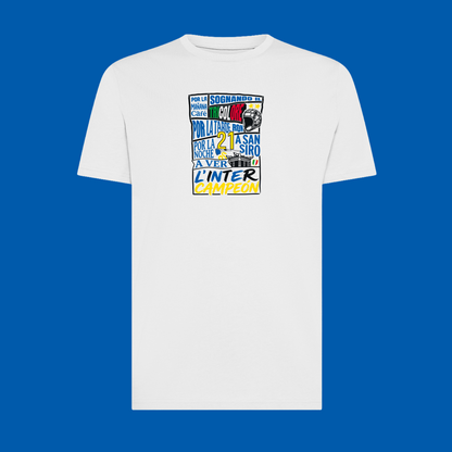 Maglietta Gibi Merch INTER CAMPEÓN con stampa frontale, tessuto morbido e comodo, vista frontale.