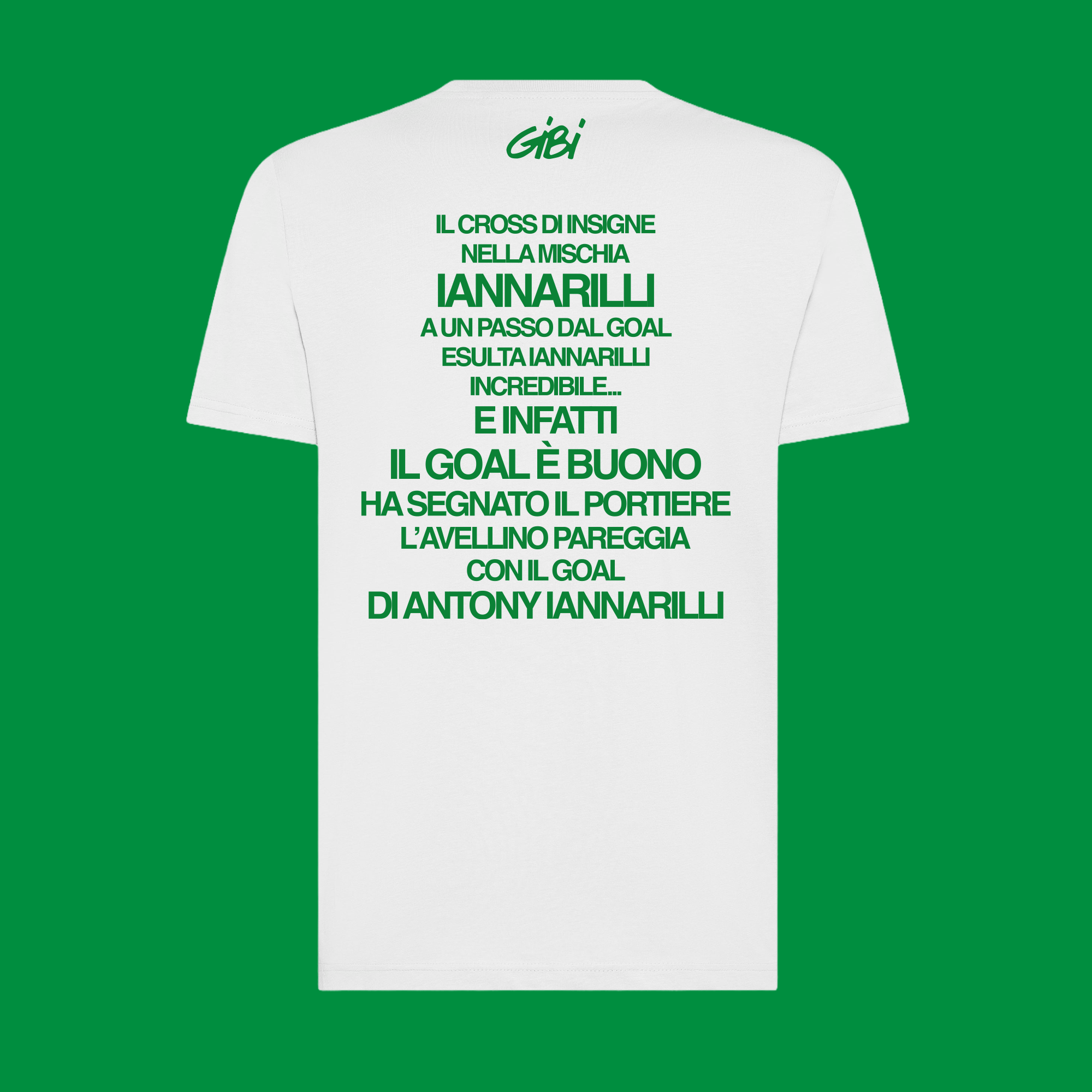 Maglietta Nella Mischia Iannarilli Gibi Merch con stampa frontale, tessuto morbido e vestibilità comoda, vista frontale.