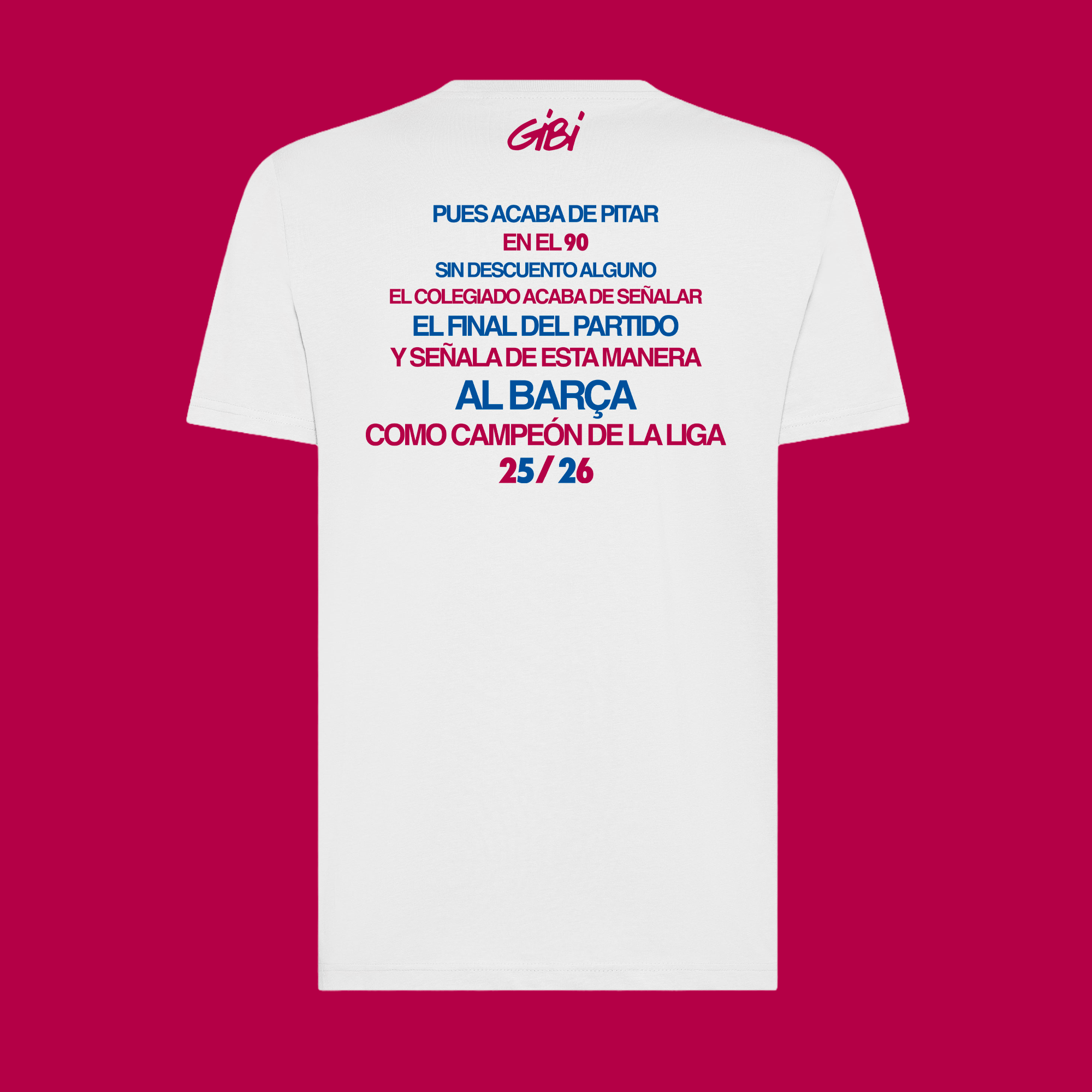 T-shirt Gibi Merch Campeones 25/26, maglietta sportiva con logo e design retrò, in tessuto morbido e comodo.