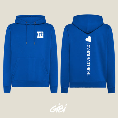 Felpa Gibi Merch Hoodie 3 con logo e dettagli in cotone, vista frontale con cappuccio e tasca centrale.